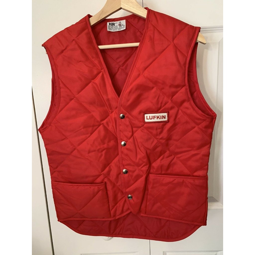 H & R Mfg Red Vintage Quilted Button Up Pockets Lightweight Vest Men's Sz M